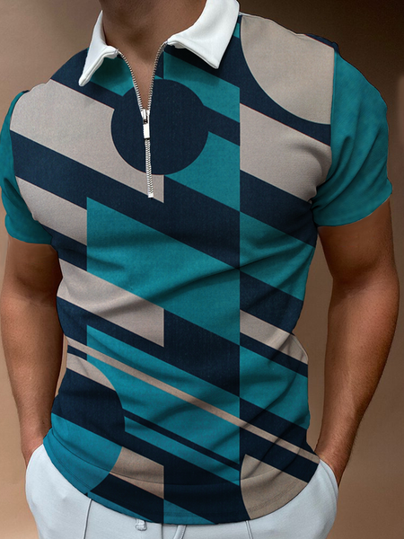 

Geometric Short Sleeve Sporty Shirts & Tops, Multicolor, Men's t-shirts