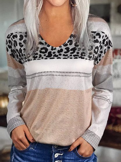 

Loosen Casual Cotton Blends Shirts & Tops, Multicolor, Long sleeve tops