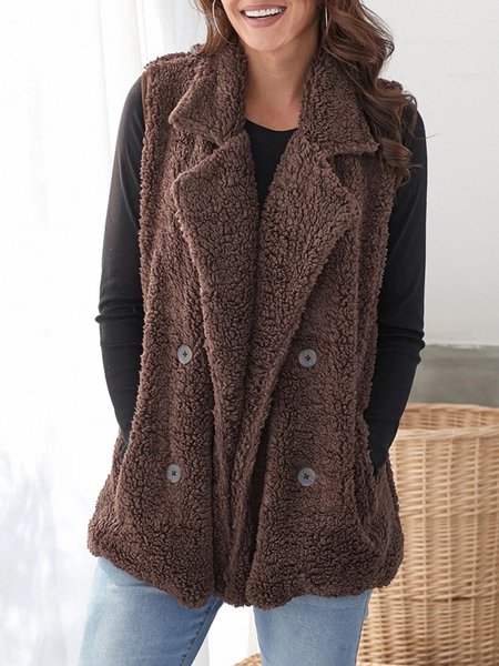 

Casual Lapel Fluff/Granular Fleece Fabric Loosen Outerwear, Brown, Outerwear