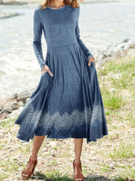 

Tie Dye Regular Fit Dresses, Blue, Midi Dresses