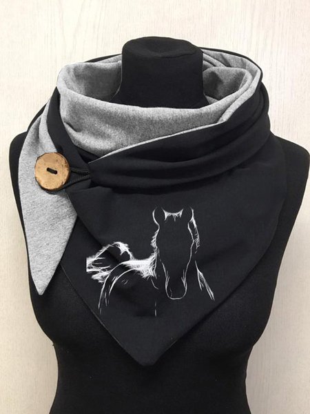 

Horse print scarf, Black, Scarves&Gloves