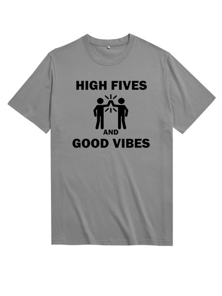 

Unocis Fun Printed Round Neck Short-sleeved T-shirt, Gray, T-shirts