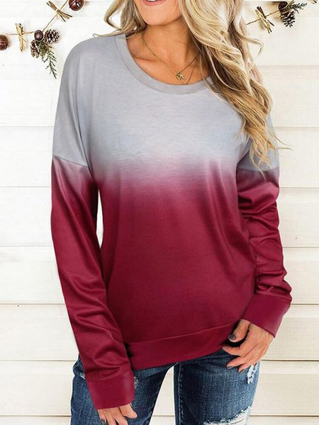 

Long Sleeve Casual Crew Neck Color Block Sweatshirt, Multicolor, Hoodies & Sweatshirts