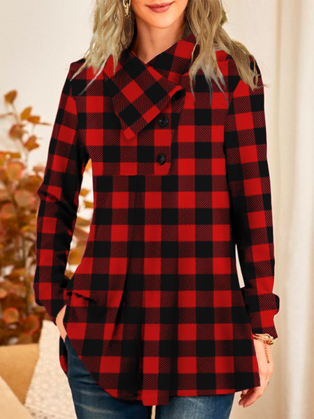 

Plus size Plaid Casual Shirts & Tops, Red, Tops
