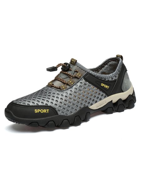 

Casual Spliced Mesh Breathable Sneakers, Gray, Men's sneakers