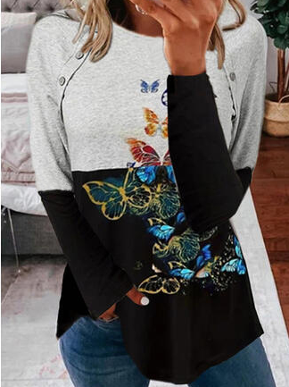 

Casual Crew Neck Sweatshirt, Black-grey, Sweatshirts & Hoodies