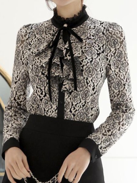 

Regular Fit Vintage Work Top, As picture, Blouses and Shirts