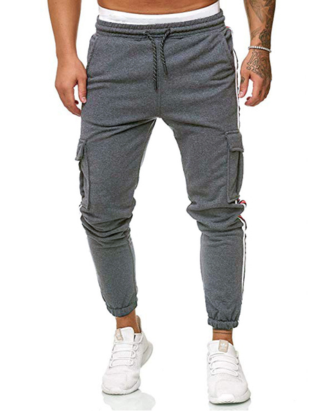 

Men's Striped Webbing Track Pants, Deep gray, Pants