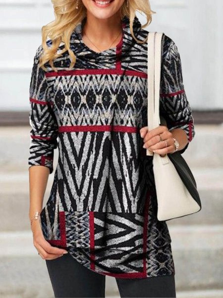 

Cowl Neck Loosen Shirts & Tops, Black, Tops