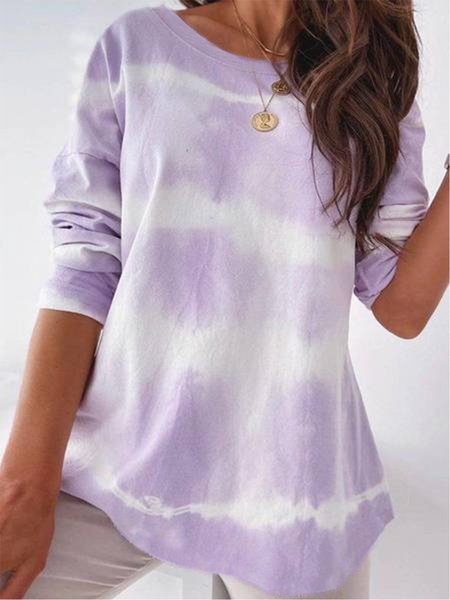 

Casual Long Sleeve Crew Neck Sweatshirts, Light purple, Hoodies & Sweatshirts