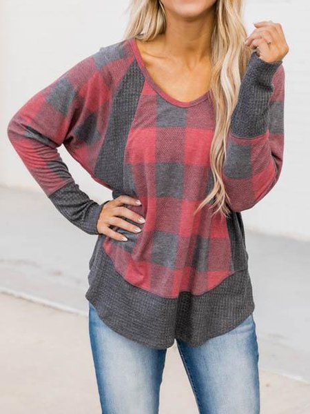 

Cotton Blends V Neck Shirts & Tops, Red, Tops