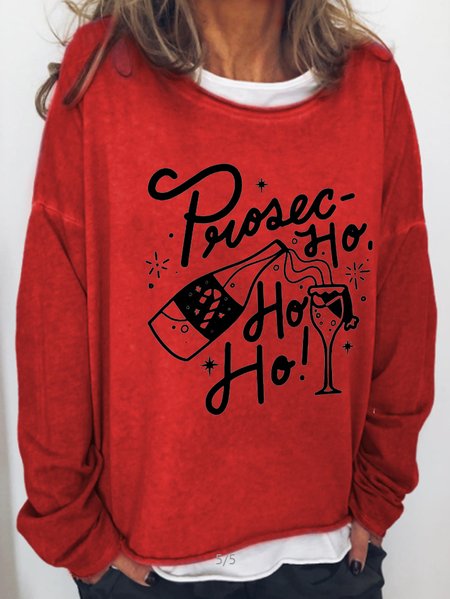 

Christmas print round neck long-sleeved Sweatshirts, Red, Hoodies&Sweatshirts