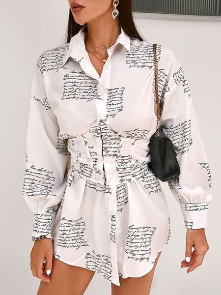 

Long Sleeve Lady Regular Fit Shirt Collar Shirt, White, Blouses and Shirts