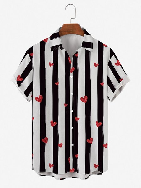 

Vacation Short Sleeve Shirt Collar Shirts & Tops, As picture, Men's Floral shirt