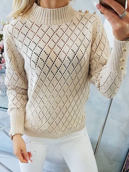 

Women Casual Plain Winter Lightweight Micro-Elasticity Daily Loose Turtleneck Wool/Knitting Sweater, Apricot, Sweaters & Cardigans