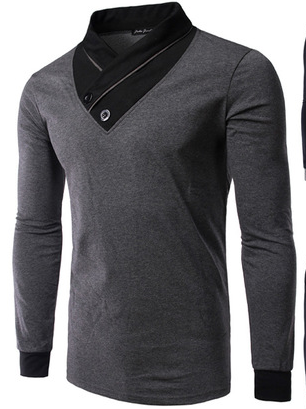 

Cotton Long Sleeve Vintage Shirts & Tops, Deep gray, T-shirt