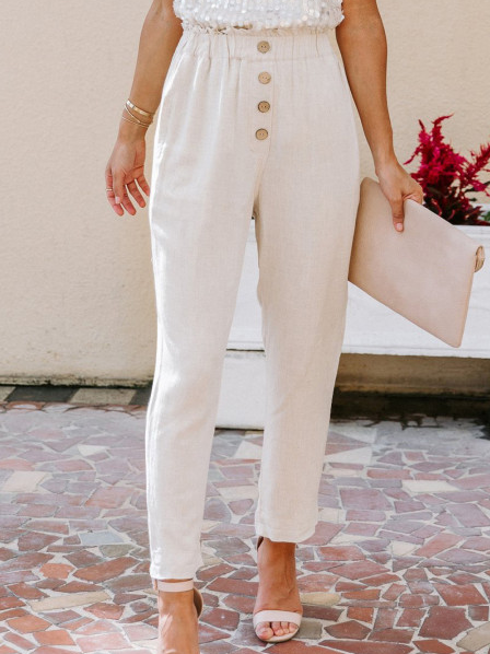 

Quotidiano Tinta unita Casuale Pantaloni, Bianco, Pants