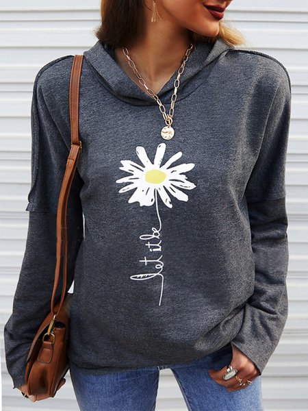

Casual Hooded Plants Loosen Long Sleeve Sweatshirt, Gray, Hoodies & Sweatshirts