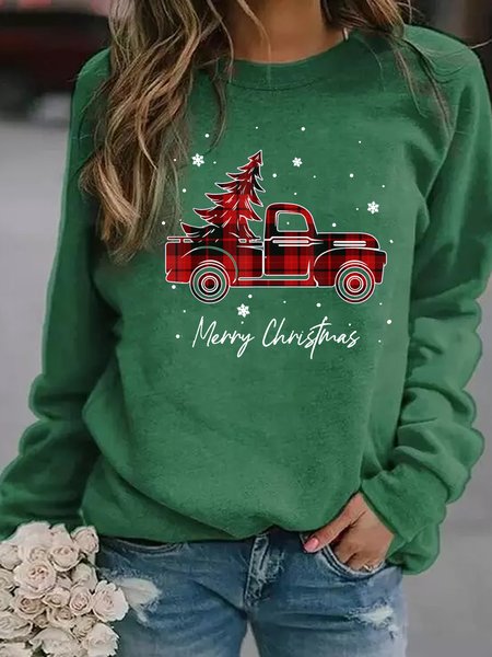 

Marry Christmas Casual Sweatshirt, Green, Hoodies&Sweatshirts