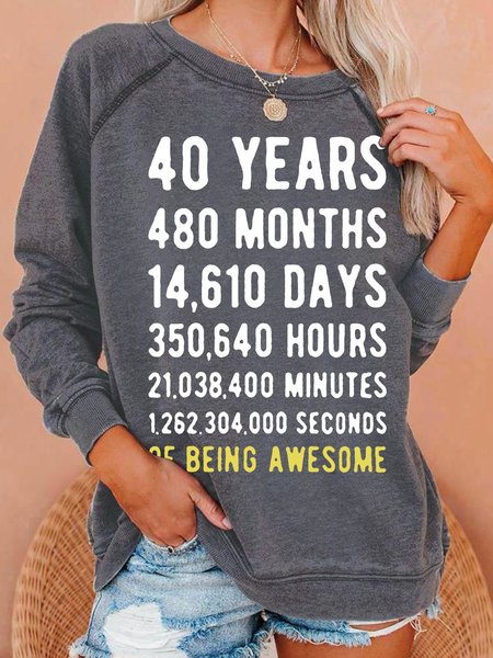 

40 Years Old Regular Fit Sweatshirt, Gray, Hoodies&Sweatshirts