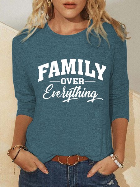 

Family over everything printed round neck long-sleeved shirt, Green, Hoodies&Sweatshirts
