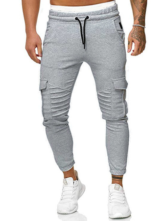 

Ruched Casual Plain Pants, Light gray, Pants