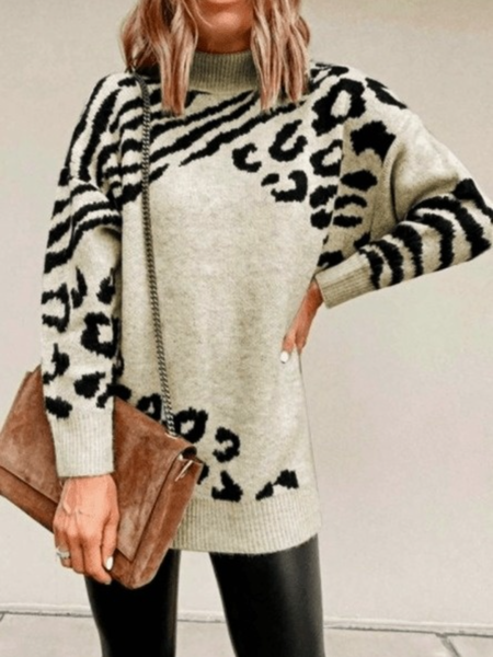 

Fall Turtleneck Casual A-Line Long Sleeve Daily Casual Sweater, As picture, Pullovers