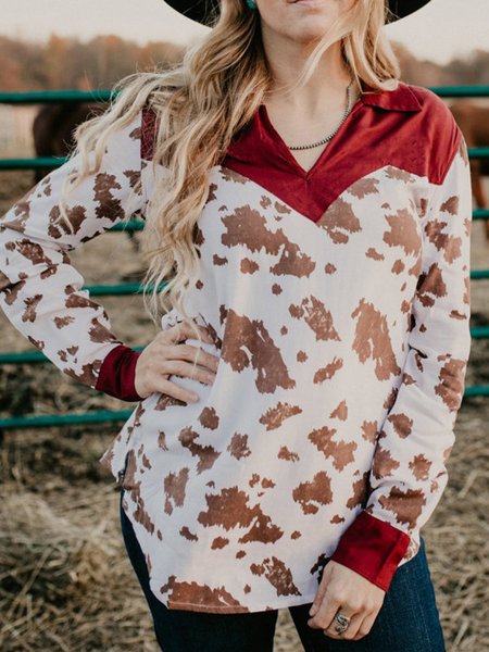 

Loosen Casual Leopard Shirts & Tops, Multicolor, Long sleeve tops