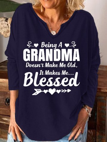 

Being A Grandma Doesn't Make Me Old It Makes Me Blessed Women's Long Sleeve Shirts & Tops, Blue, Hoodies&Sweatshirts