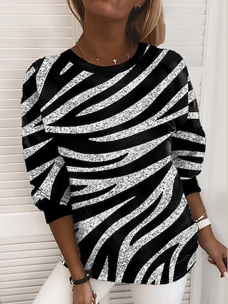 

Blingbling Zebra Crew Neck Sweatshirt, Black-grey, Sweatshirts & Hoodies
