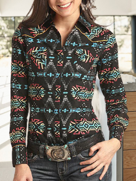 

Geometric Regular Fit Shirts & Tops, Brown, Shirts & Blouses