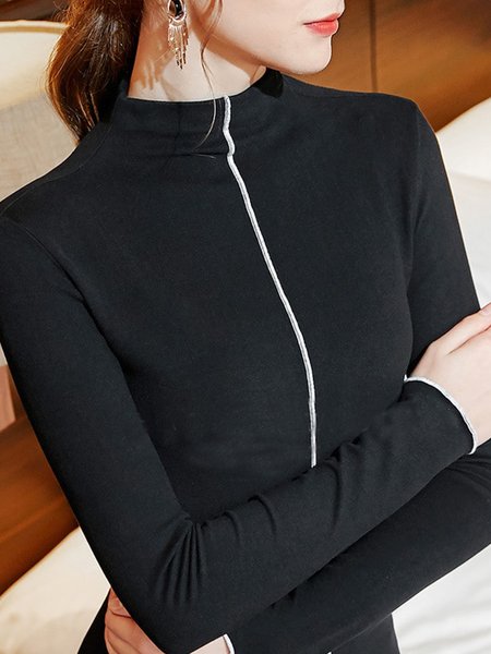 

Long Sleeve Skinny Casual Sweater, Black, Pullovers