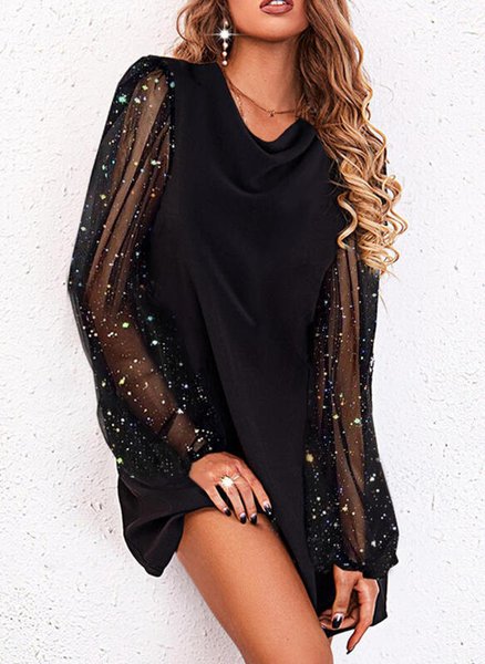 

See-Through Look Casual Dresses, Black, Casual Dresses