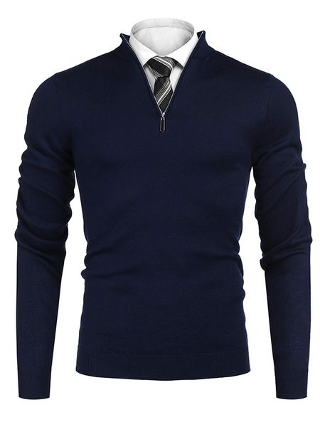 

Men's Stand Collar Long Sleeve Sweater, Royal blue, Sweater