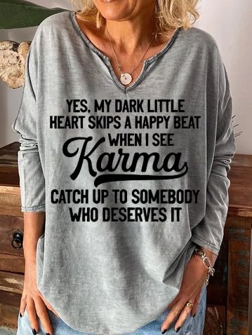 

Karma Women's Long Sleeve T-shirt, Gray, Hoodies&Sweatshirts