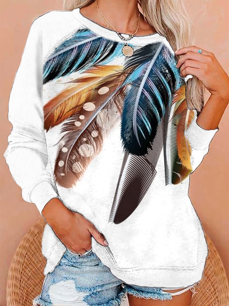 

Plus size Casual Feather Sweatshirt, Multicolor, Hoodies & Sweatshirts