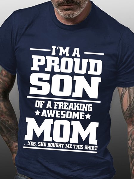 

I Am A Proud Son Of A Awesome Mom T-shirt, Purplish blue, T-shirts