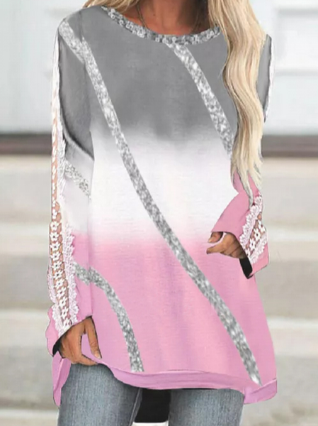 

Cotton Blends Color Block Shirts & Tops, Multicolor, Long sleeve tops