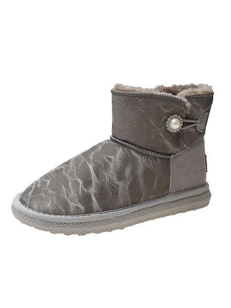 

Simple Pearl Rhinestone Warm Snow Snow Boots, Coffee, Boots