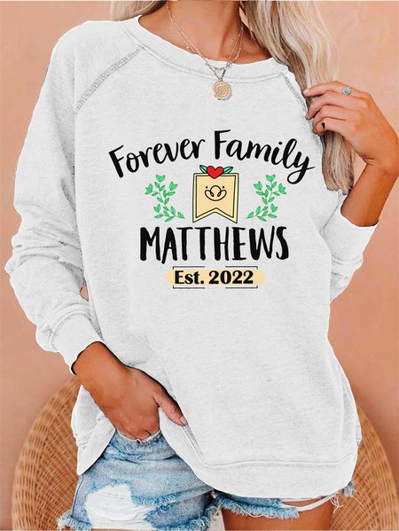 

Forever Family Print Crew Neck Sweatshirt, White, Hoodies&Sweatshirts