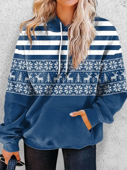 

Casual Hooded Loosen Sweatshirt, Blue, Hoodies & Sweatshirts