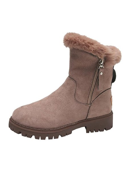 

Simple Suede Warm Zipper Snow Snow Boots, Khaki, Boots