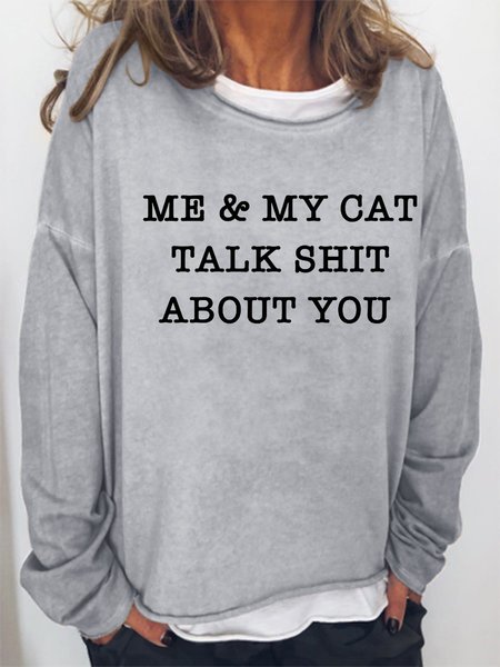 

Me And My Cat Talk Shit About You Sweatshirt, Gray, Hoodies&Sweatshirts