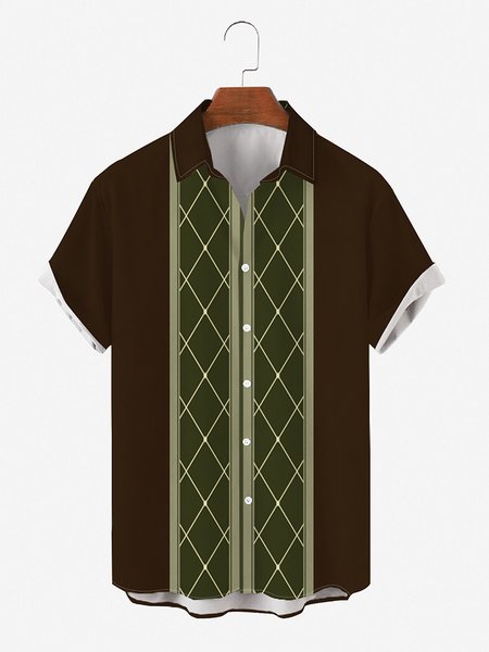 

Retro Hawaiian Billiards Short Sleeve Shirt, As picture, Men's Floral shirt