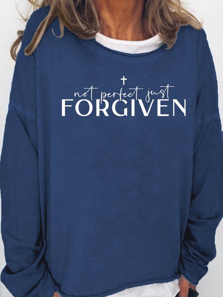 Not Perfect Just Forgiven Casual Sweatshirts, Dark blue, Hoodies&Sweatshirts
