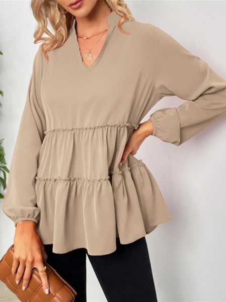 

Scollo a V Tinta unita Top, Cachi, Blouses & Shirts