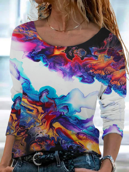 

Regular Fit Hippie Crew Neck Shirts & Tops, As picture, T-Shirts