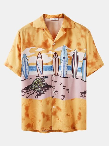 

Short Sleeve Vacation Geometric Suits, As picture, Men's shirts