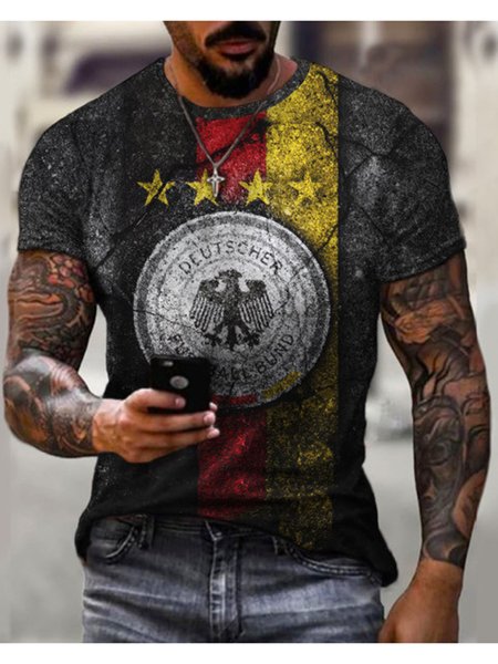 

Men's Flag Retro Print T-shirt, Color1, T-shirt