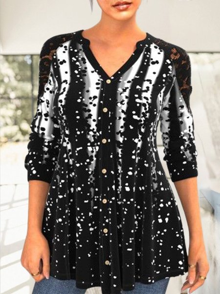 

Loosen Ombre Shirts & Tops（accessory not included）, Black, Long sleeve tops
